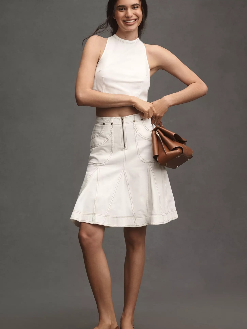 Pilcro Fluted Knee-Length Skirt